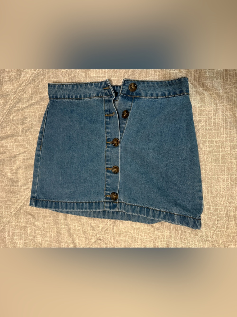 Forever 21 Medium Blue Button-Front Denim Mini Skirt